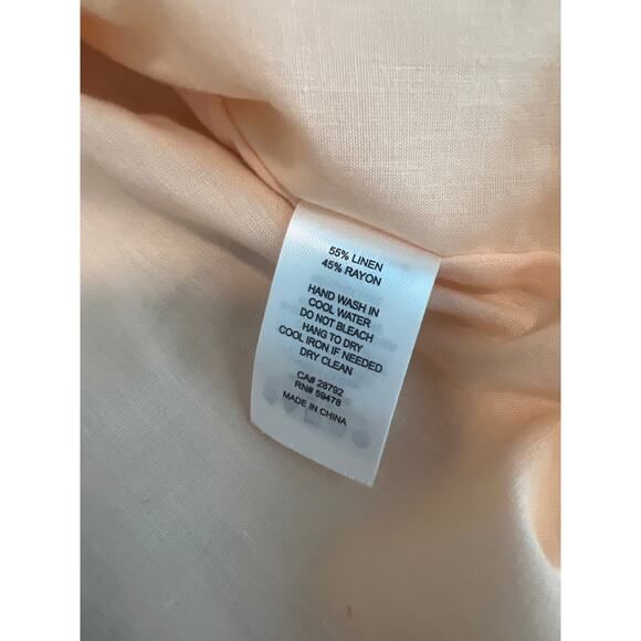 HOUSE OF HARLOW 1969 Linen Blend Midi Dress Size Medium Smocked Midi Peasant - Picture 5 of 7